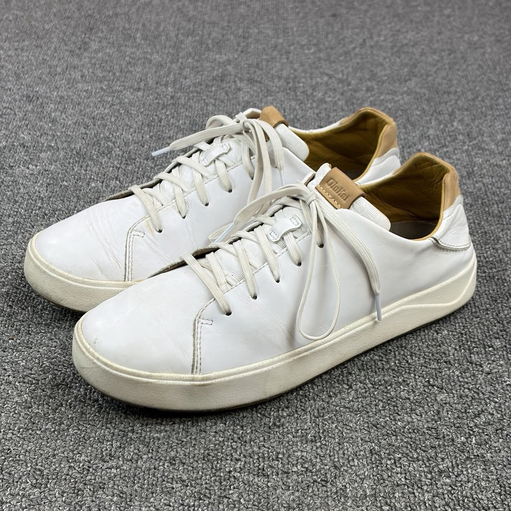 Olukai Mens Lae' Ahi Li 'ili Sneakers Shoes White Leather Lace Up Mens Size 9.5